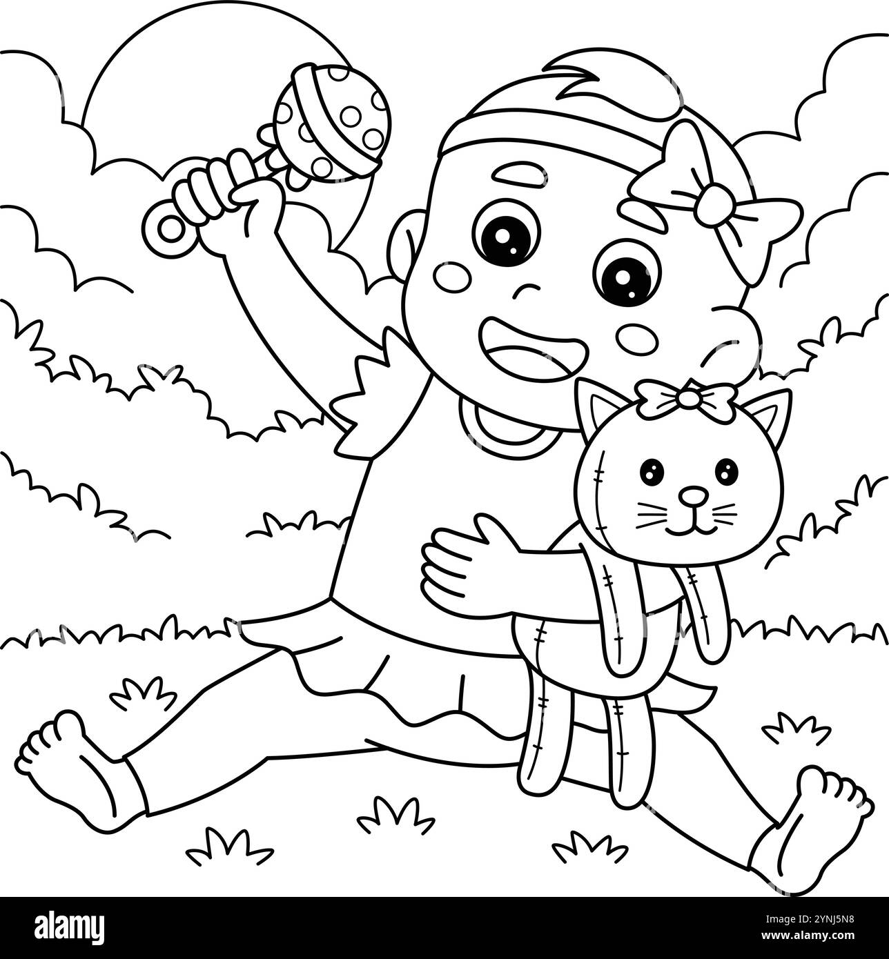 Baby Shower Baby girl jouant avec Toys Coloring Illustration de Vecteur