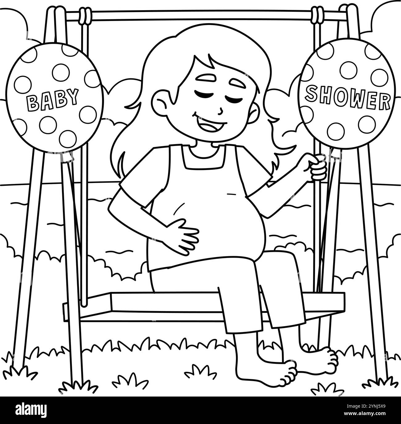 Baby Shower Pregnante Maman Coloriage page pour les enfants Illustration de Vecteur