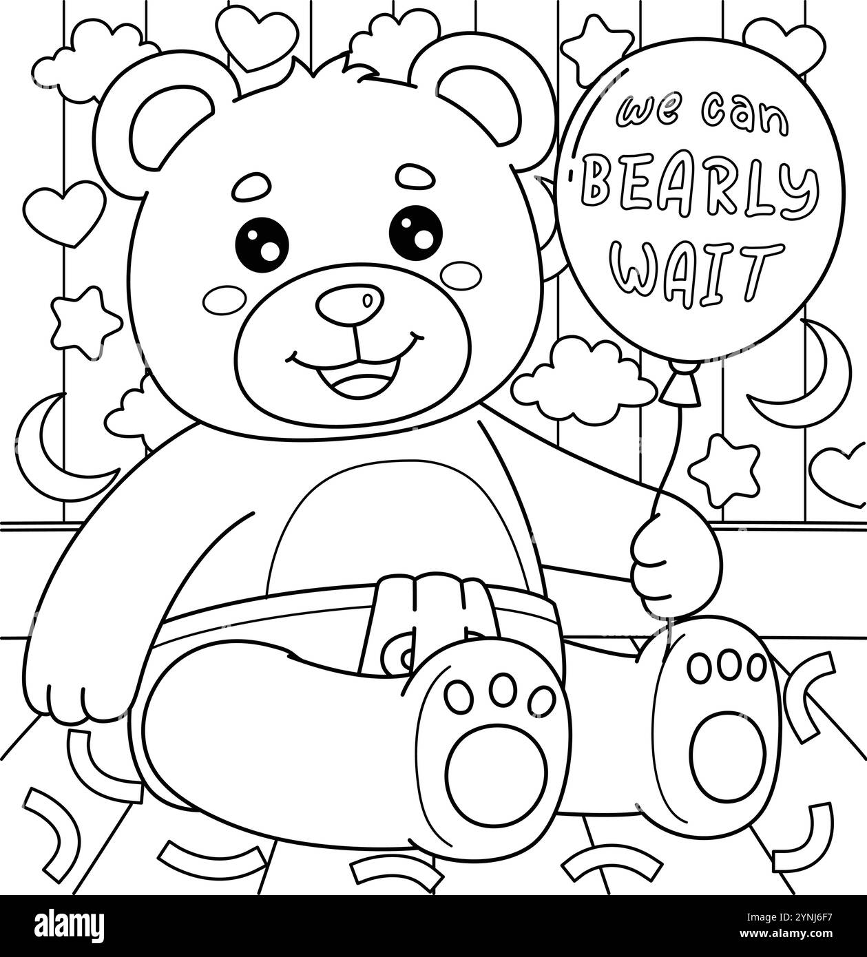 Baby Shower Teddy Bear Coloriage page pour les enfants Illustration de Vecteur