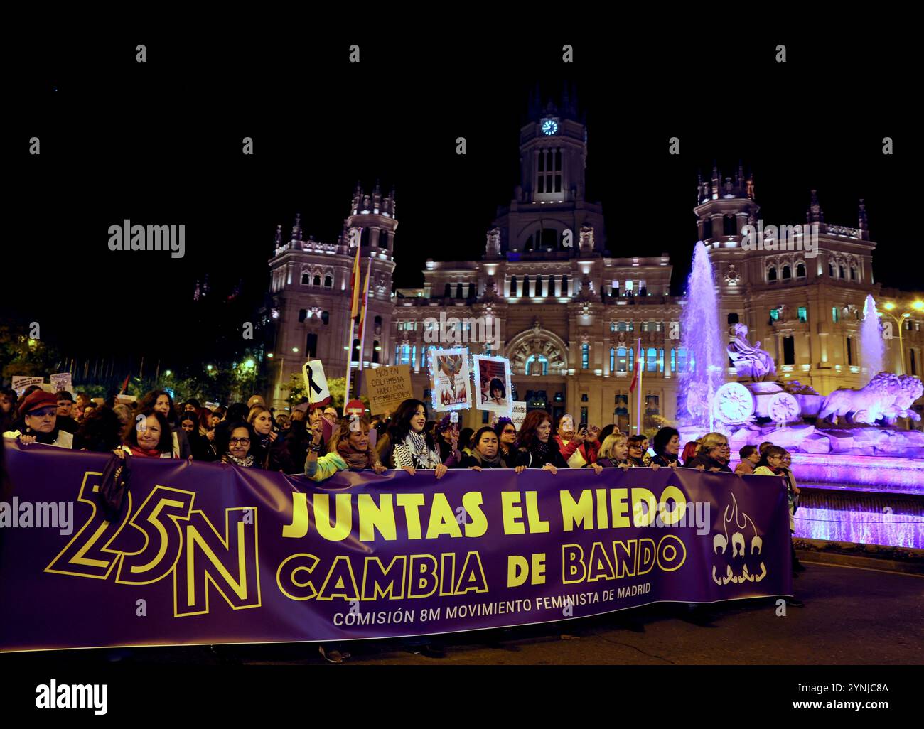 Madrid, Espagne. 25 novembre 2024 : des manifestantes féministes manifestent lors de la Journée internationale pour l'élimination de la violence à l'égard des femmes à Madrid, en Espagne. Crédit : Isabel InfantesAlamy Live News Banque D'Images
