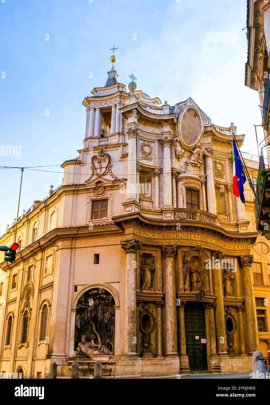 SC enic façade de l'église Saint Charles aux quatre Fontaines, Rome, Italie Banque D'Images
