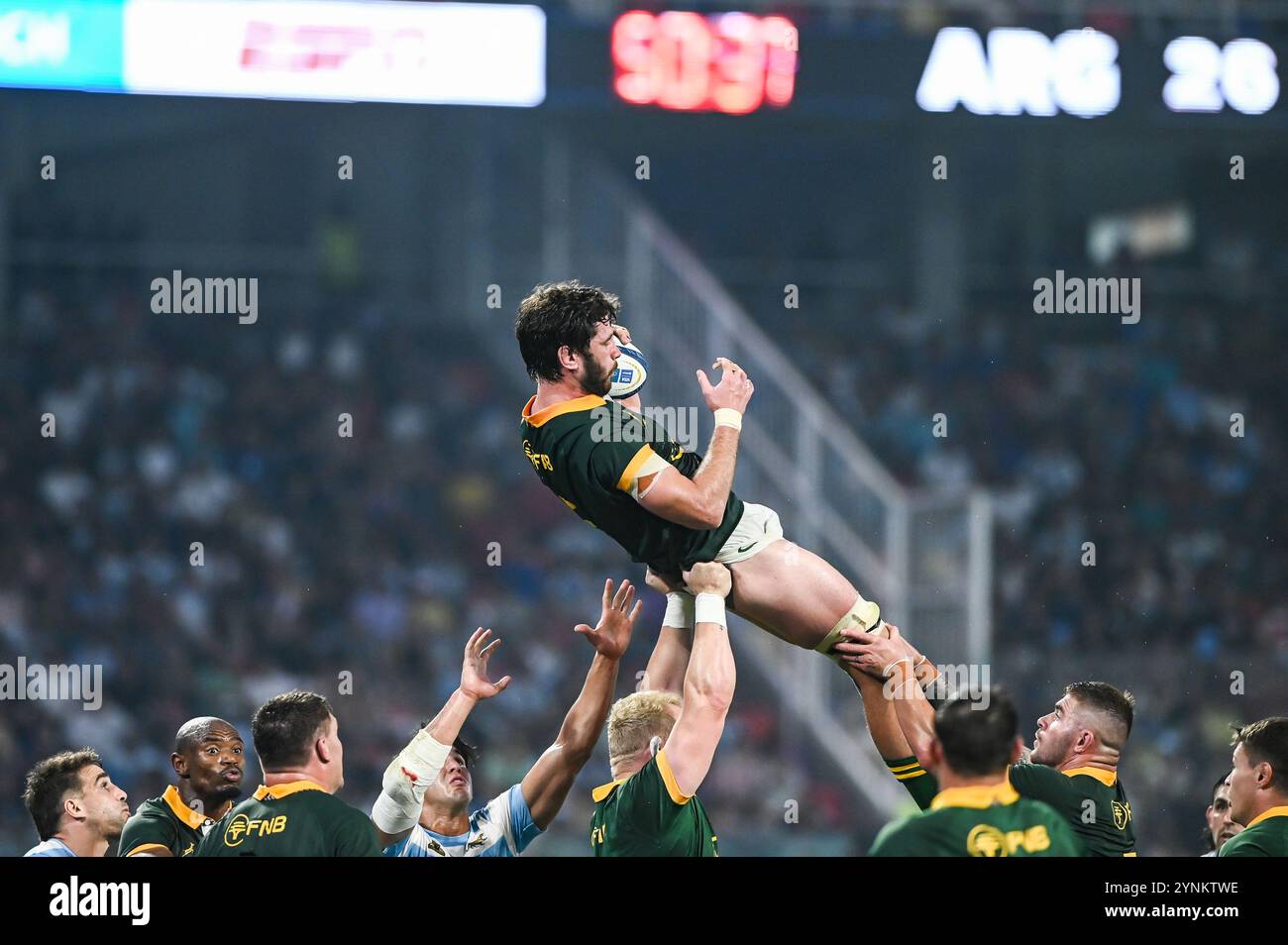 Santiago Del Estero, Argentine. 21 septembre 2024. Ruan Nortje (C) vu en action lors du match de rugby entre l'Argentine et l'Afrique du Sud à l'Estadio Madre de Ciudades. Score final ; Argentine 29:28 Afrique du Sud (photo de Cesar Heredia/SOPA images/SIPA USA) crédit : SIPA USA/Alamy Live News Banque D'Images