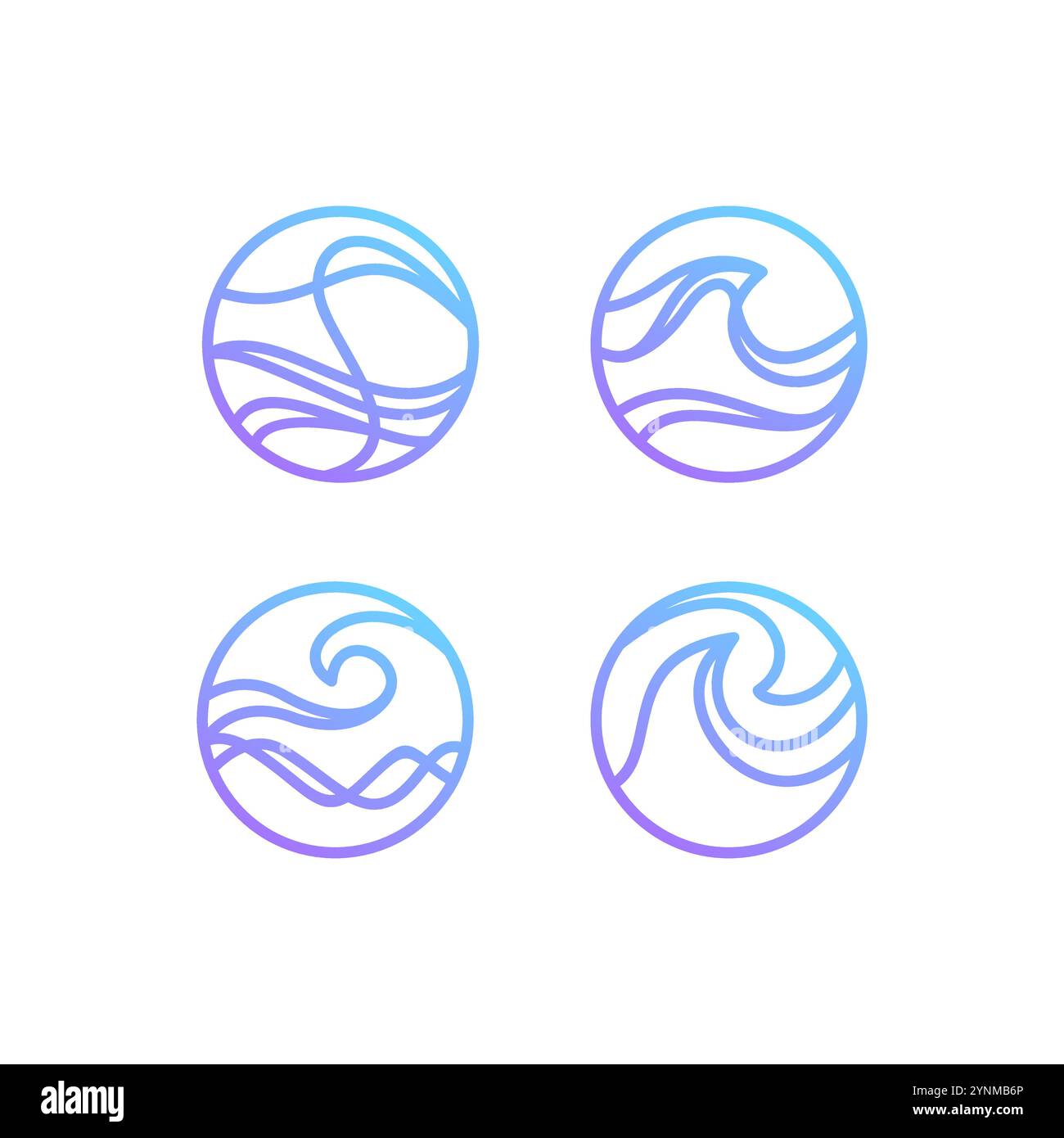 Illustration vectorielle de jeu d'icône de ligne d'onde. logo wave Illustration de Vecteur