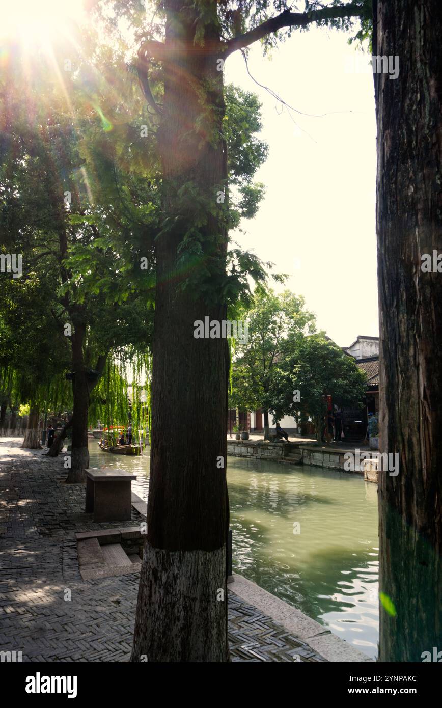Promenade latérale dans la ville de l'eau Zhujiajiao Banque D'Images
