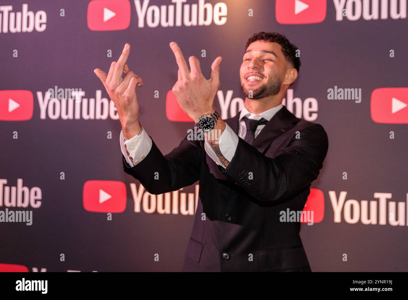 Berlin, Allemagne. 26 novembre 2024. Lucio101 avant le début du dîner YouTube Music Award au Grill Royal. Crédit : Carsten Koall/dpa/Alamy Live News Banque D'Images