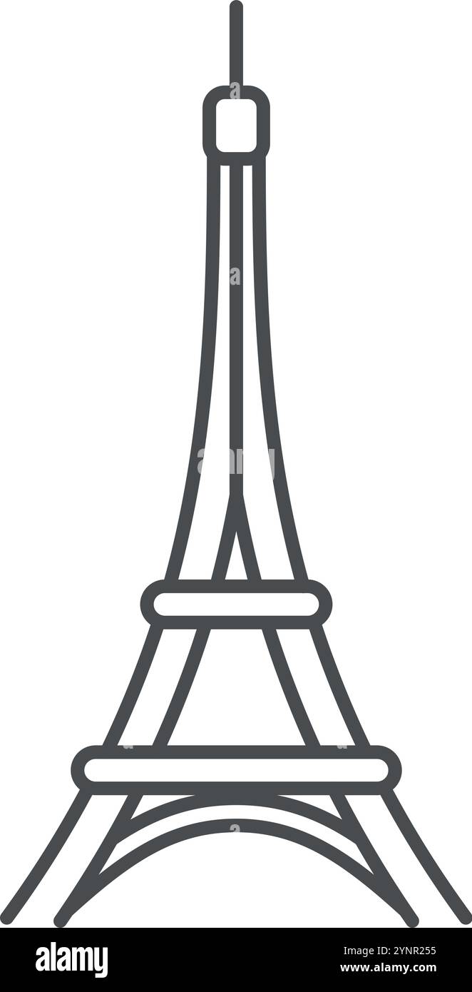 Symbole de la ligne de la tour Eiffel. Symbole de visite romantique Illustration de Vecteur