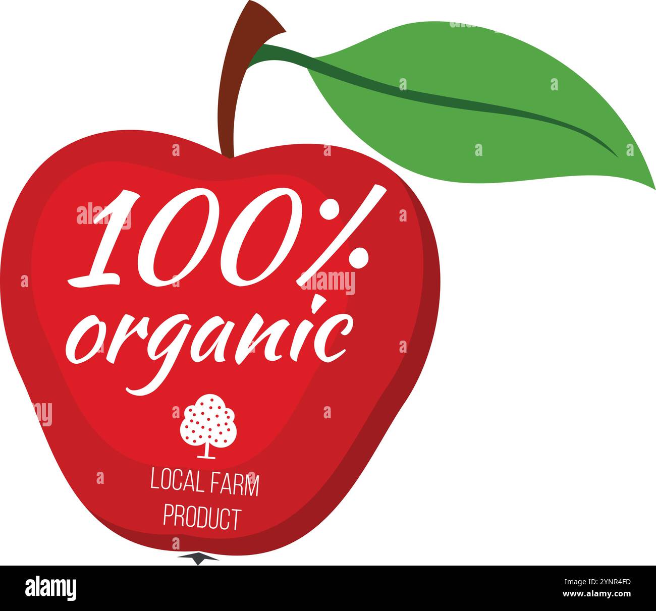 Étiquette de produit de fruit biologique en forme de peinture de pomme isolé sur fond blanc Illustration de Vecteur