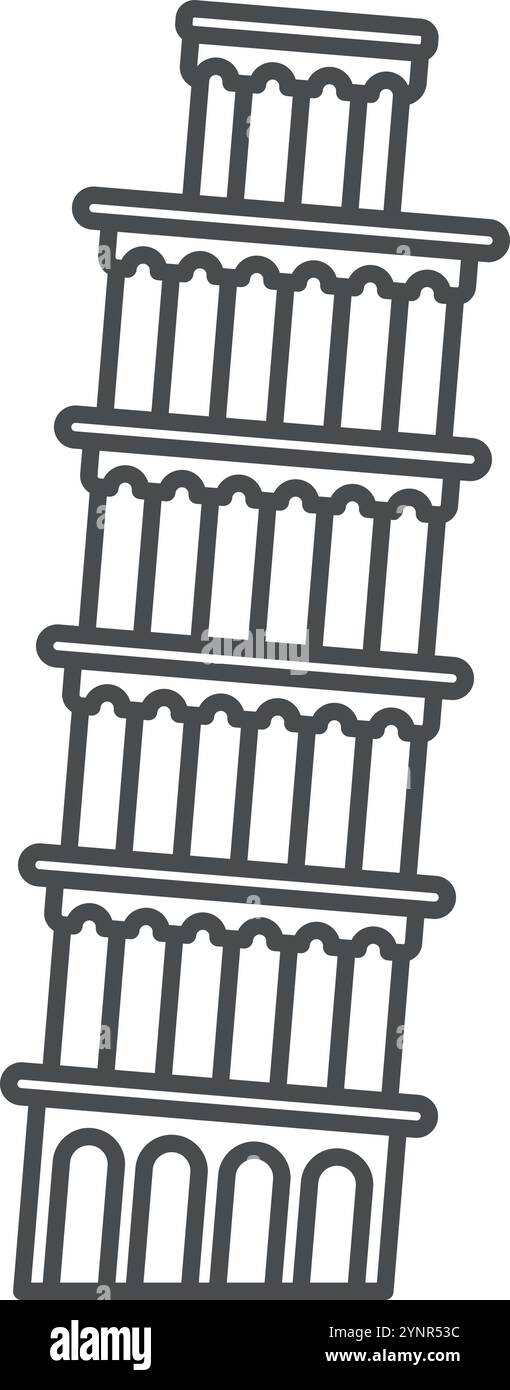Icône de ligne de tour pisan. Site touristique italien Illustration de Vecteur