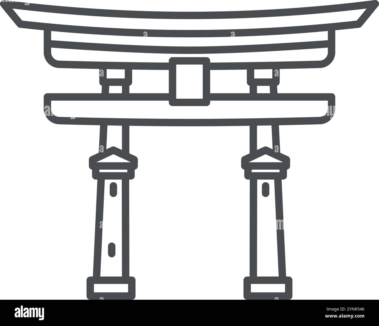 Portes traditionnelles asiatiques. Icône de ligne de repère de déplacement Illustration de Vecteur