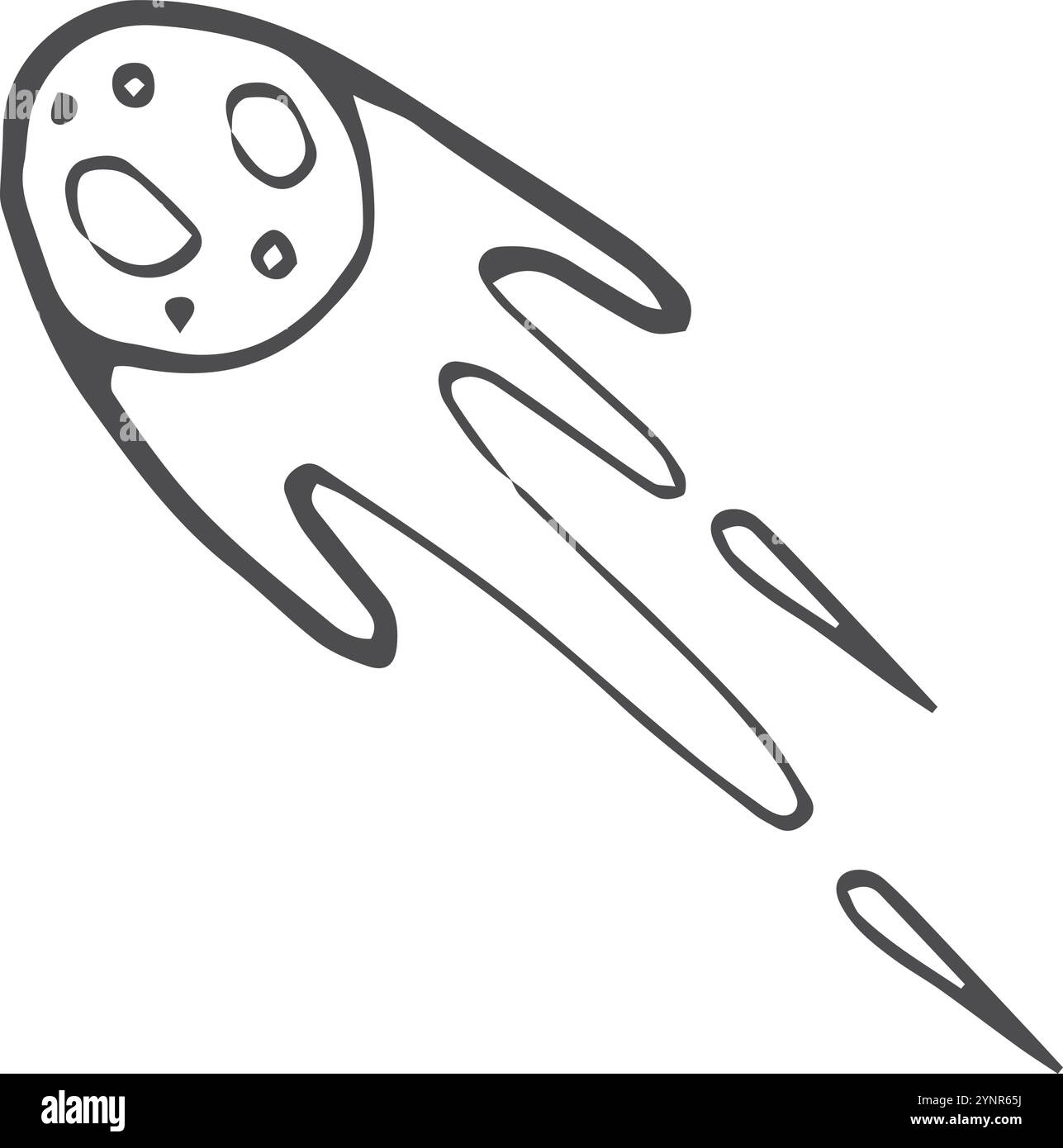 Comète doodle. Dessin de roche spatiale. Météore volant isolé sur fond blanc Illustration de Vecteur