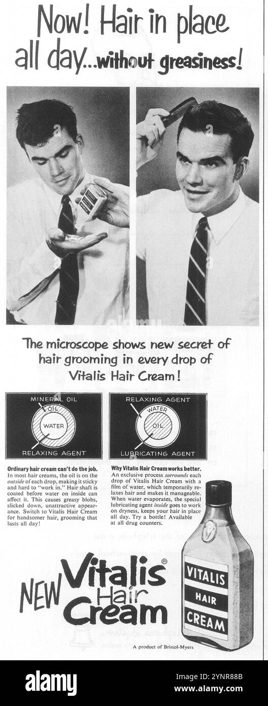 1954 publicité de crème capillaire Vitalis Banque D'Images