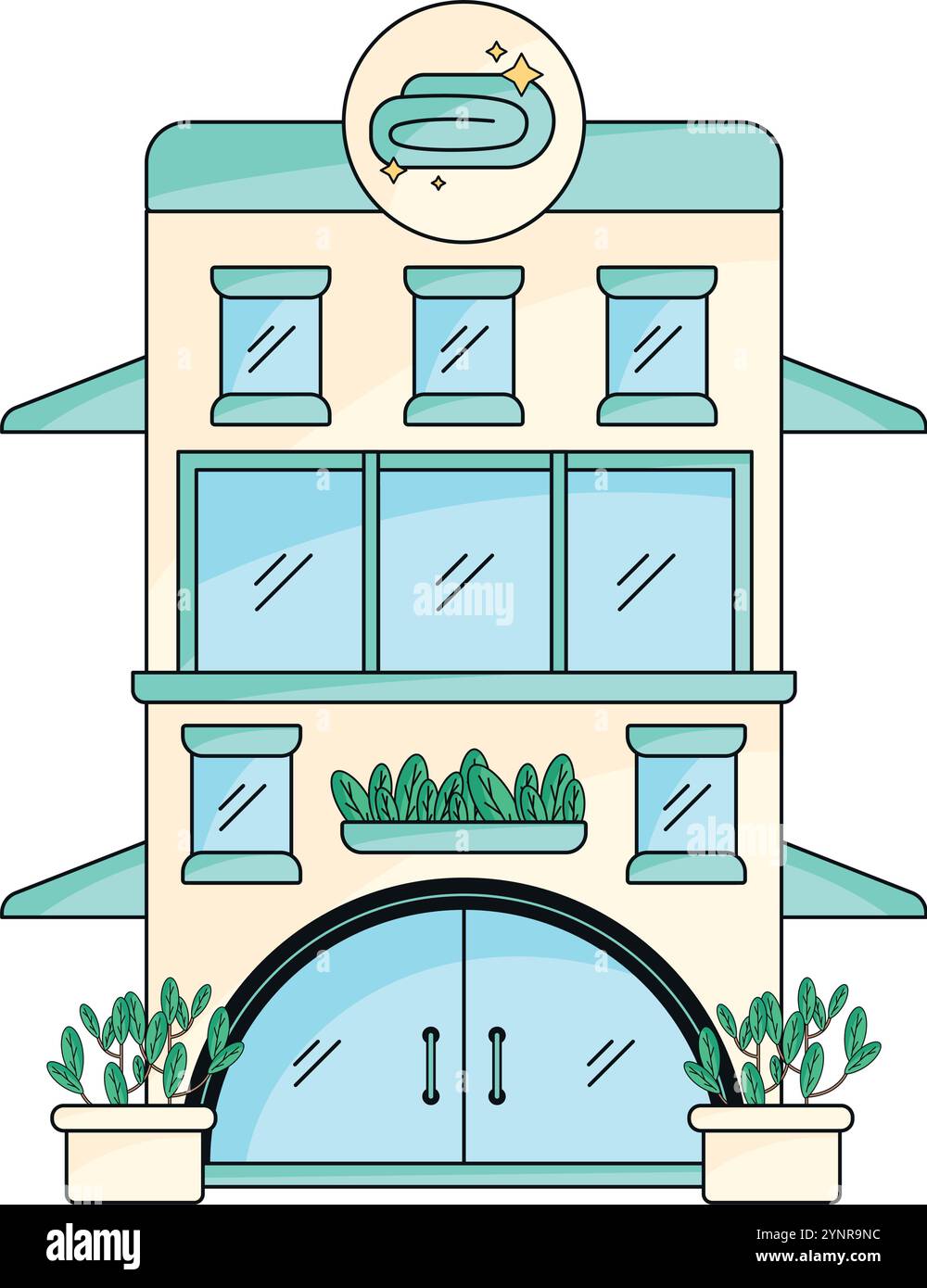 Buanderie moderne avec des plantes et un design propre, Vector Illustration de Vecteur