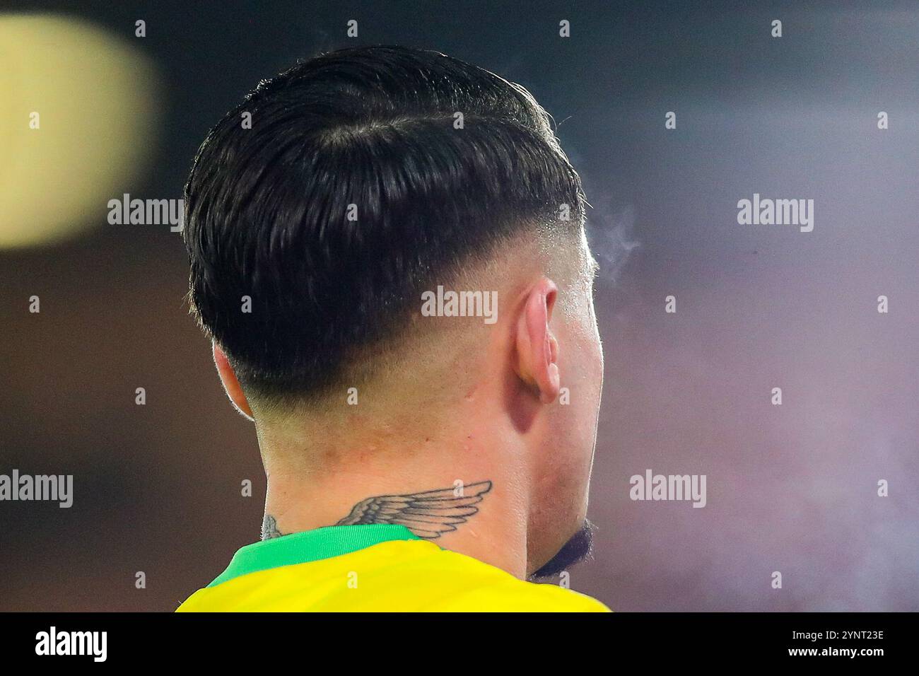 Norwich, Royaume-Uni. 26 novembre 2024. Borja Sainz du tatouage de Norwich City sort sous son maillot lors du match du Sky Bet Championship Norwich City vs Plymouth Argyle à Carrow Road, Norwich, Royaume-Uni, le 26 novembre 2024 (photo par Izzy Poles/News images) à Norwich, Royaume-Uni le 26/11/2024. (Photo par Izzy Poles/News images/SIPA USA) crédit : SIPA USA/Alamy Live News Banque D'Images
