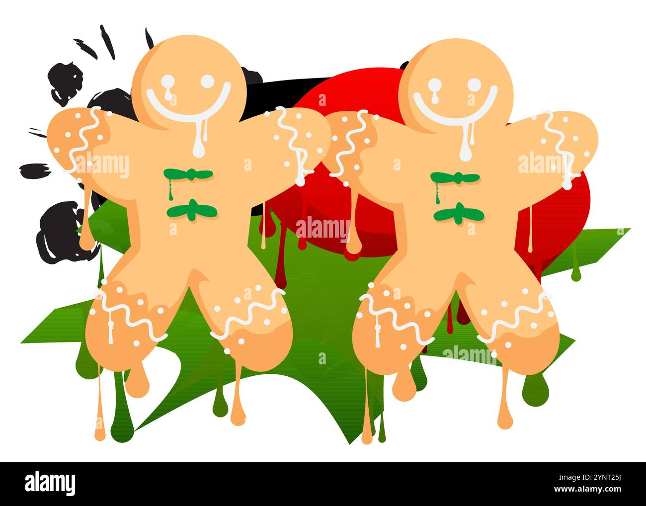 Gingerbread Man Christmas Cookie graffiti. Décoration d'art de rue moderne abstraite réalisée dans un style de peinture urbaine. Illustration de Vecteur