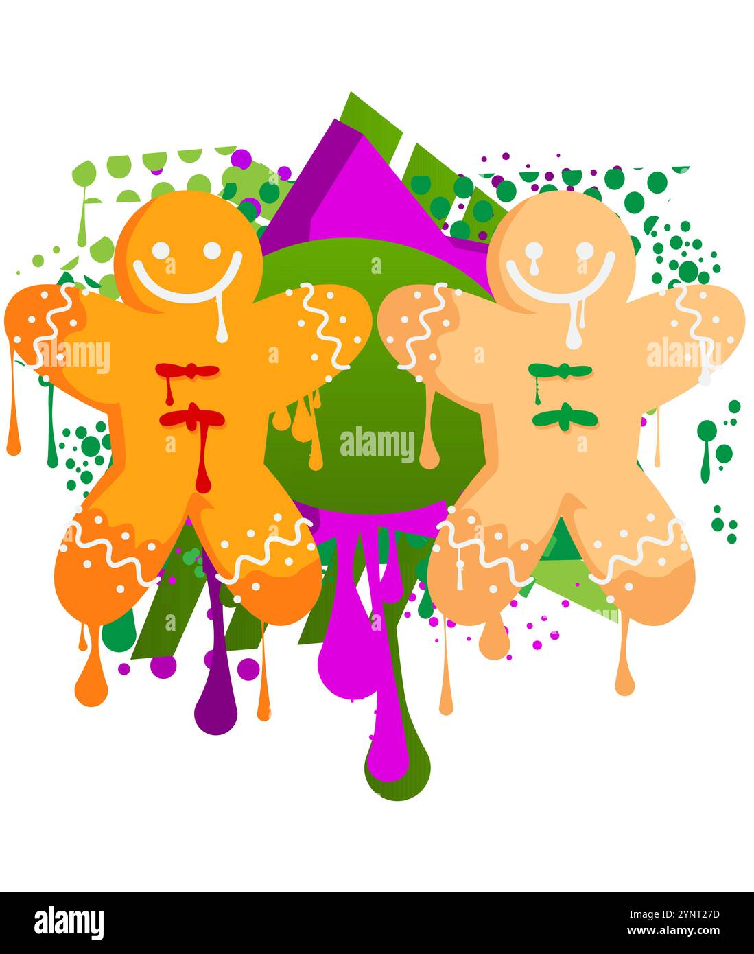 Gingerbread Man Christmas Cookie graffiti. Décoration d'art de rue moderne abstraite réalisée dans un style de peinture urbaine. Illustration de Vecteur