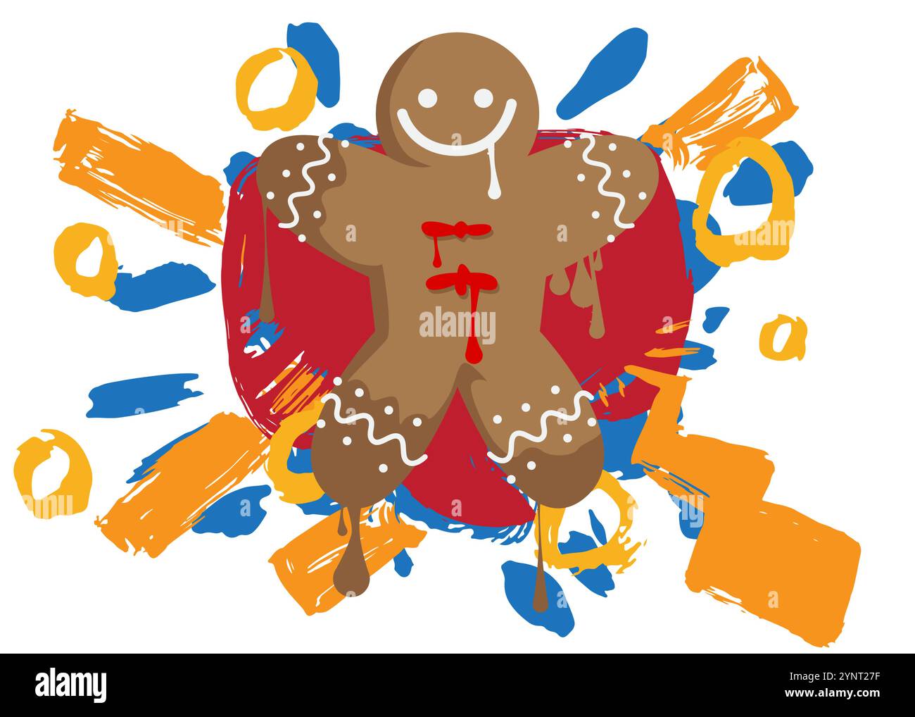 Gingerbread Man Christmas Cookie graffiti. Décoration d'art de rue moderne abstraite réalisée dans un style de peinture urbaine. Illustration de Vecteur