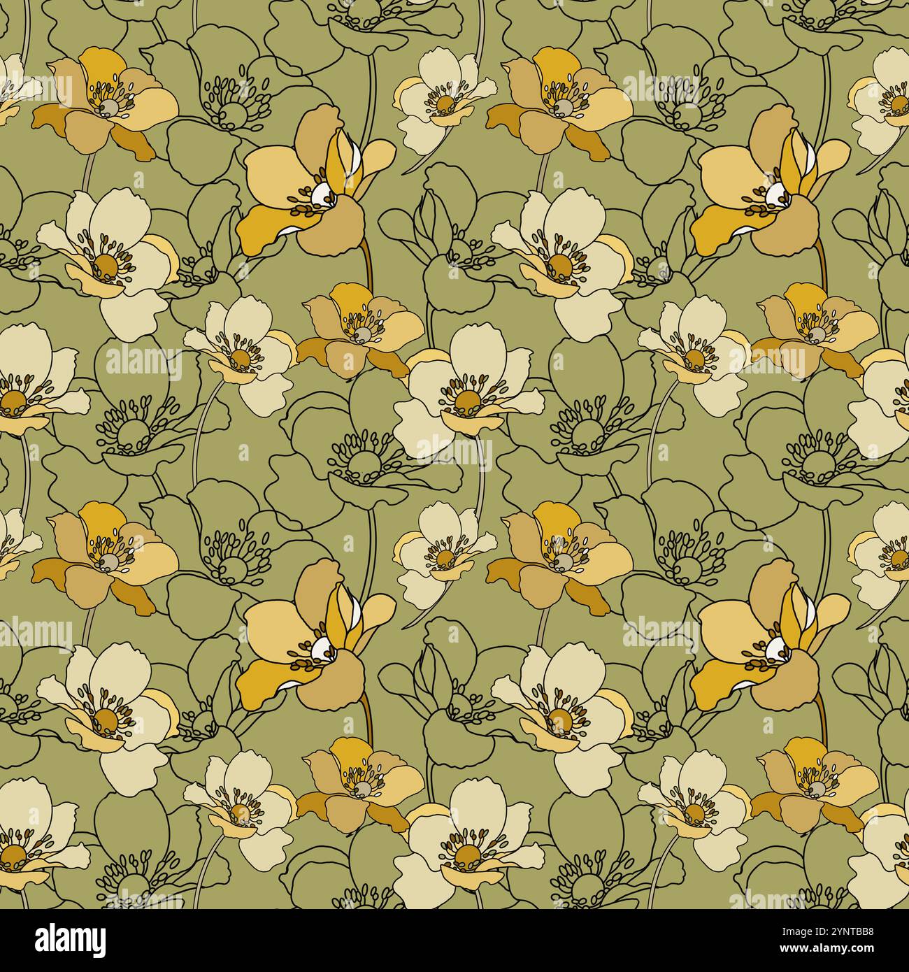 Motif sans couture avec fleurs vectorielles Banque D'Images