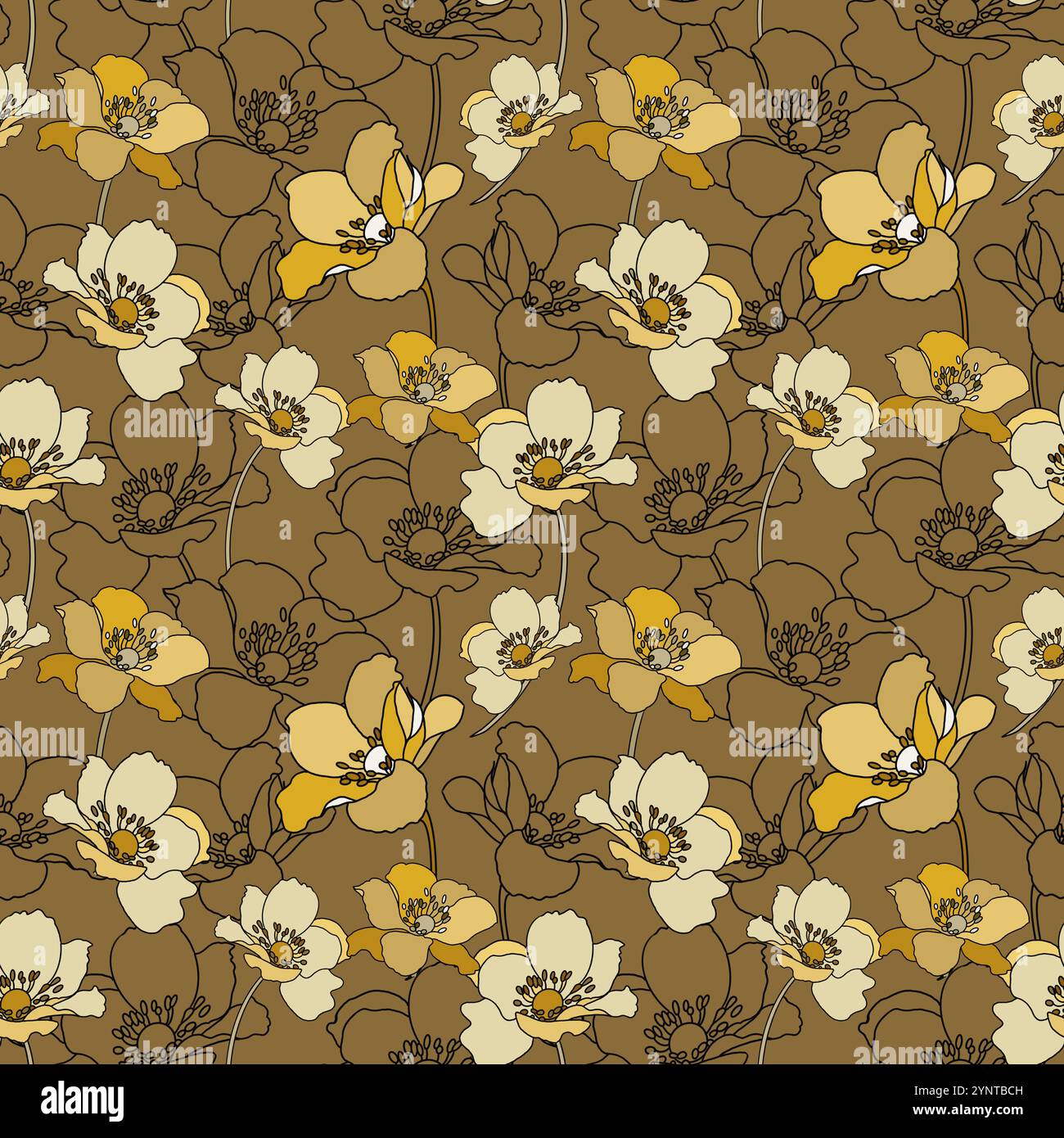 Motif sans couture avec fleurs vectorielles Banque D'Images