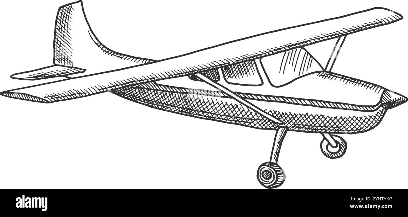 Gravure d'avion rétro. Avion vintage. Vieil avion Illustration de Vecteur