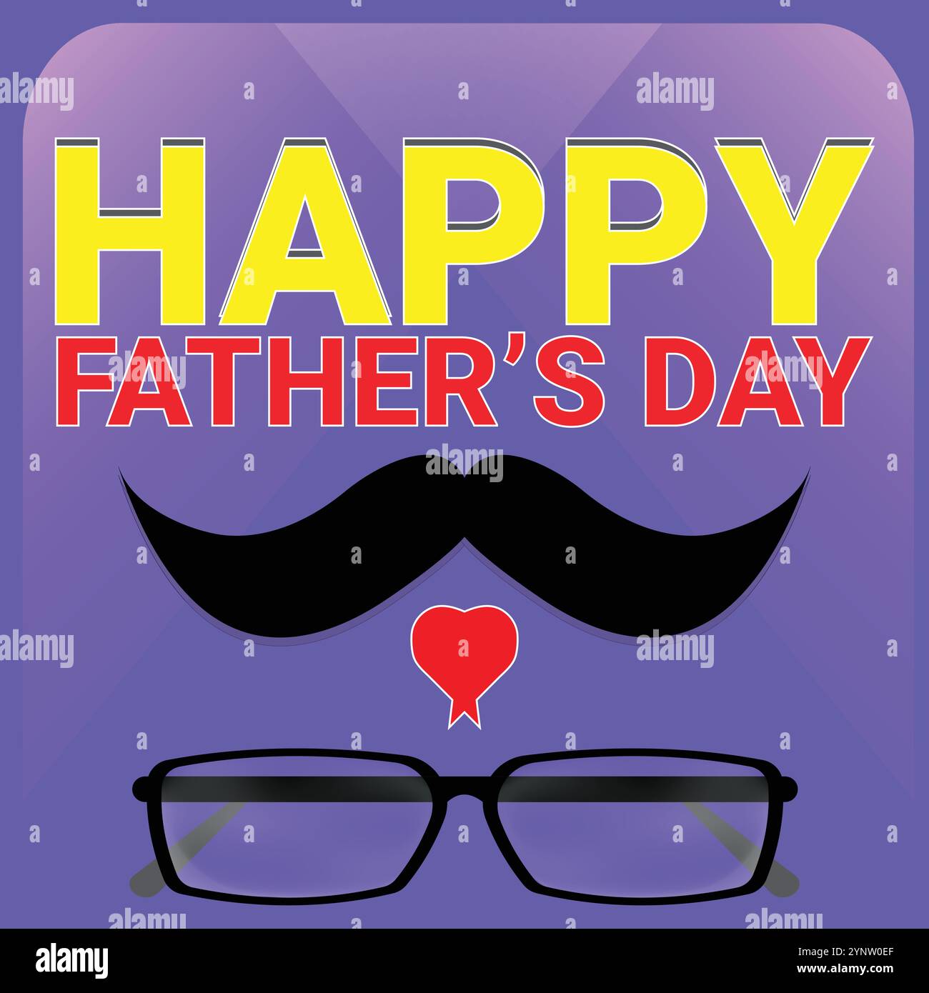 Bonne fête des pères avec moustache et lunettes 3D. Illustration de Vecteur