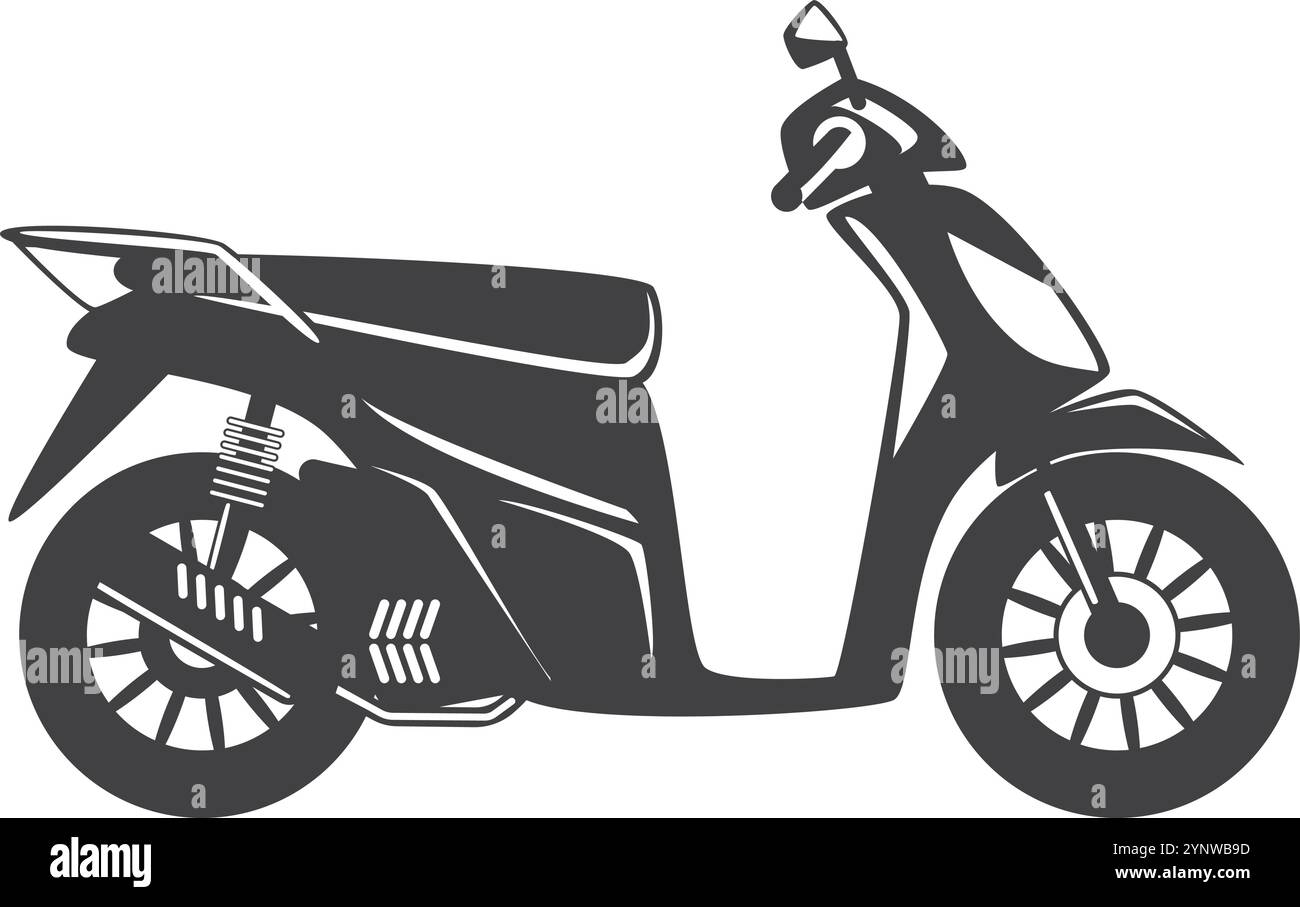 Un scooter noir avec un fond blanc Illustration de Vecteur