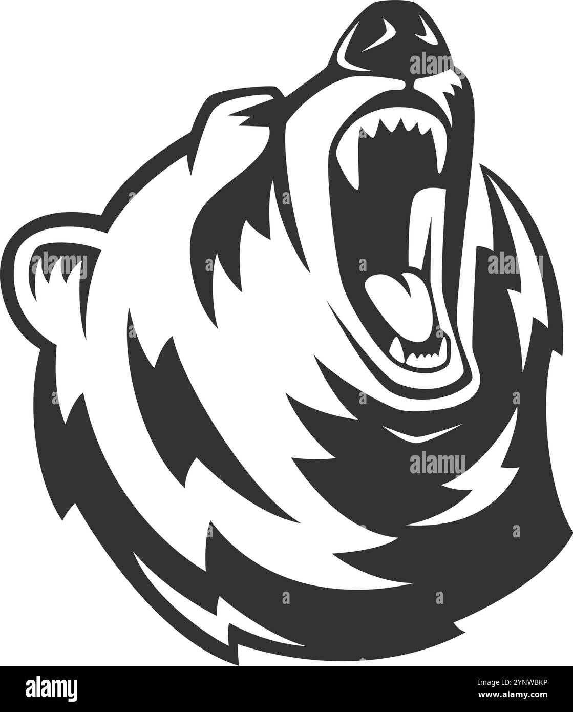 Un ours avec sa bouche grande ouverte Illustration de Vecteur