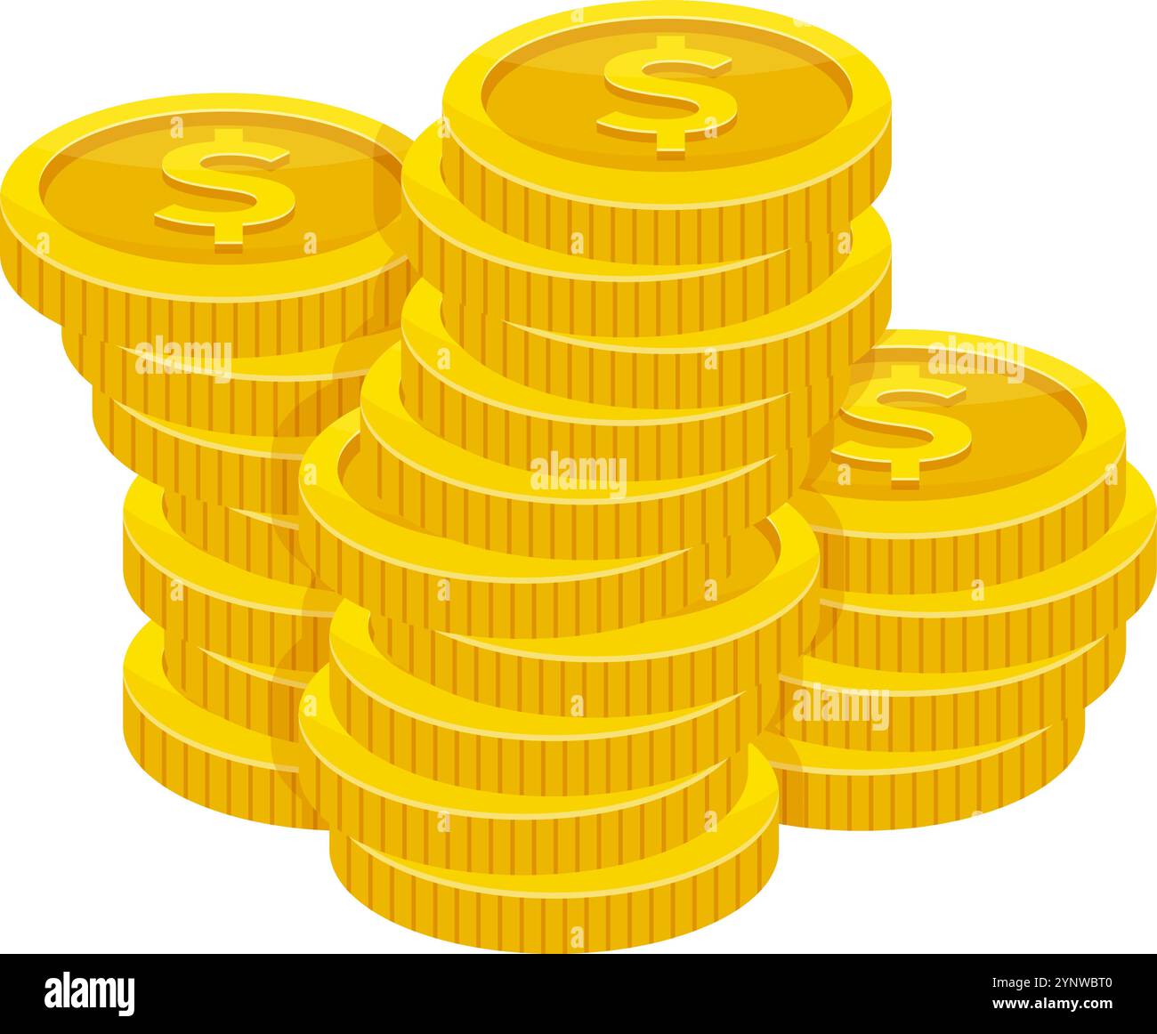 Une pile de pièces d'or avec un signe dollar sur le dessus Illustration de Vecteur Une pile de pièces d'or avec un signe dollar sur le dessus Illustration de Vecteur