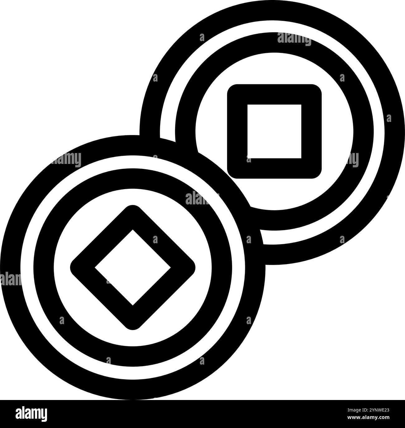 Pièce chinoise - icône chinoise propre et moderne. Illustration de Vecteur