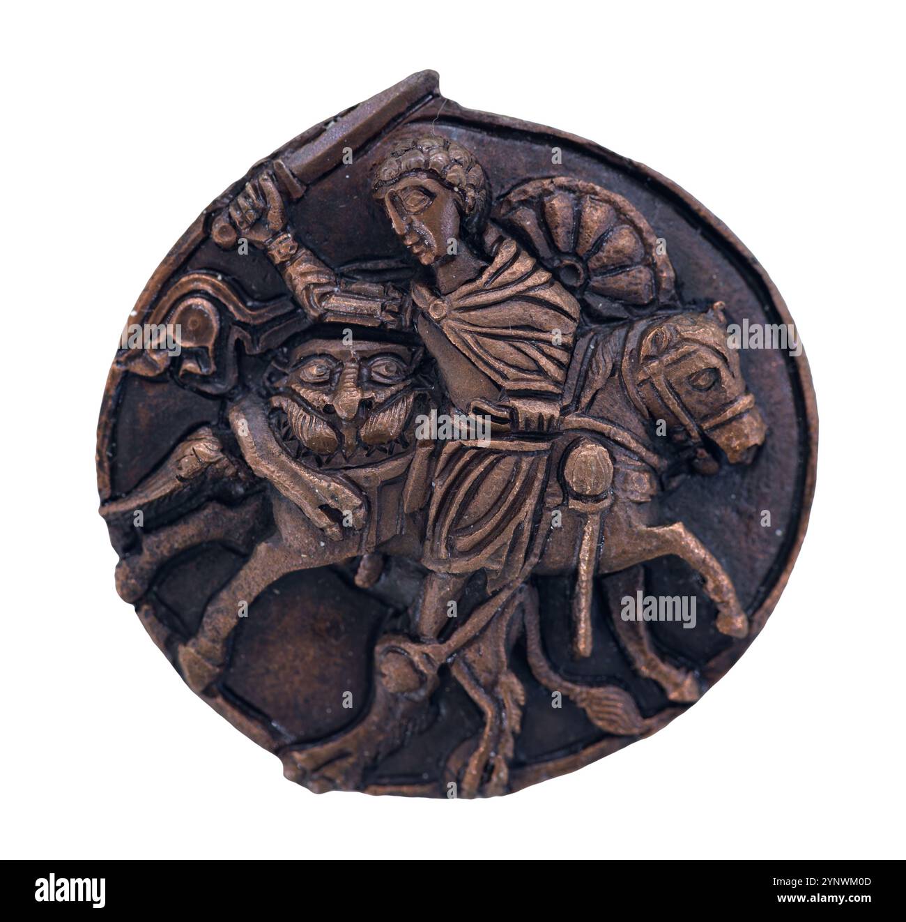 Icône médiévale de bronze byzantne, 11ème-12ème siècle, trouvée près du monastère de Rakovac, sur la montagne Fruška Gora, région de Srem, province de Voïvodine, nord de Ser Banque D'Images