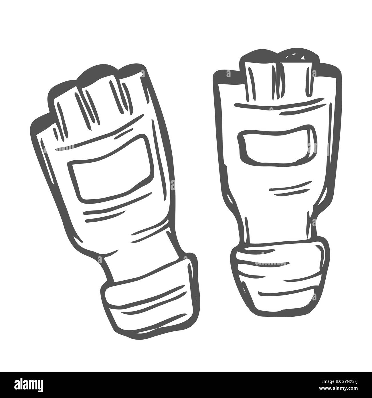 Illustration de style gravé pour les affiches, la décoration et l'impression. Dessin à la main du gant mma en noir isolé sur fond blanc. Vintage détaillé Illustration de Vecteur