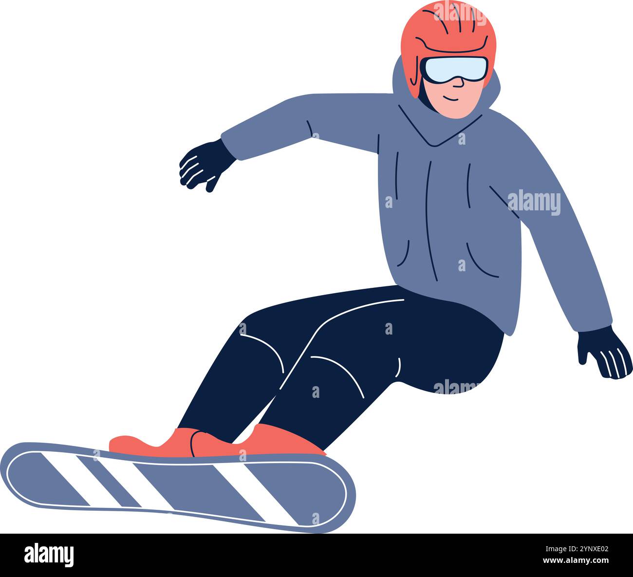 Un homme fait du snowboard en bas d'une colline Illustration de Vecteur
