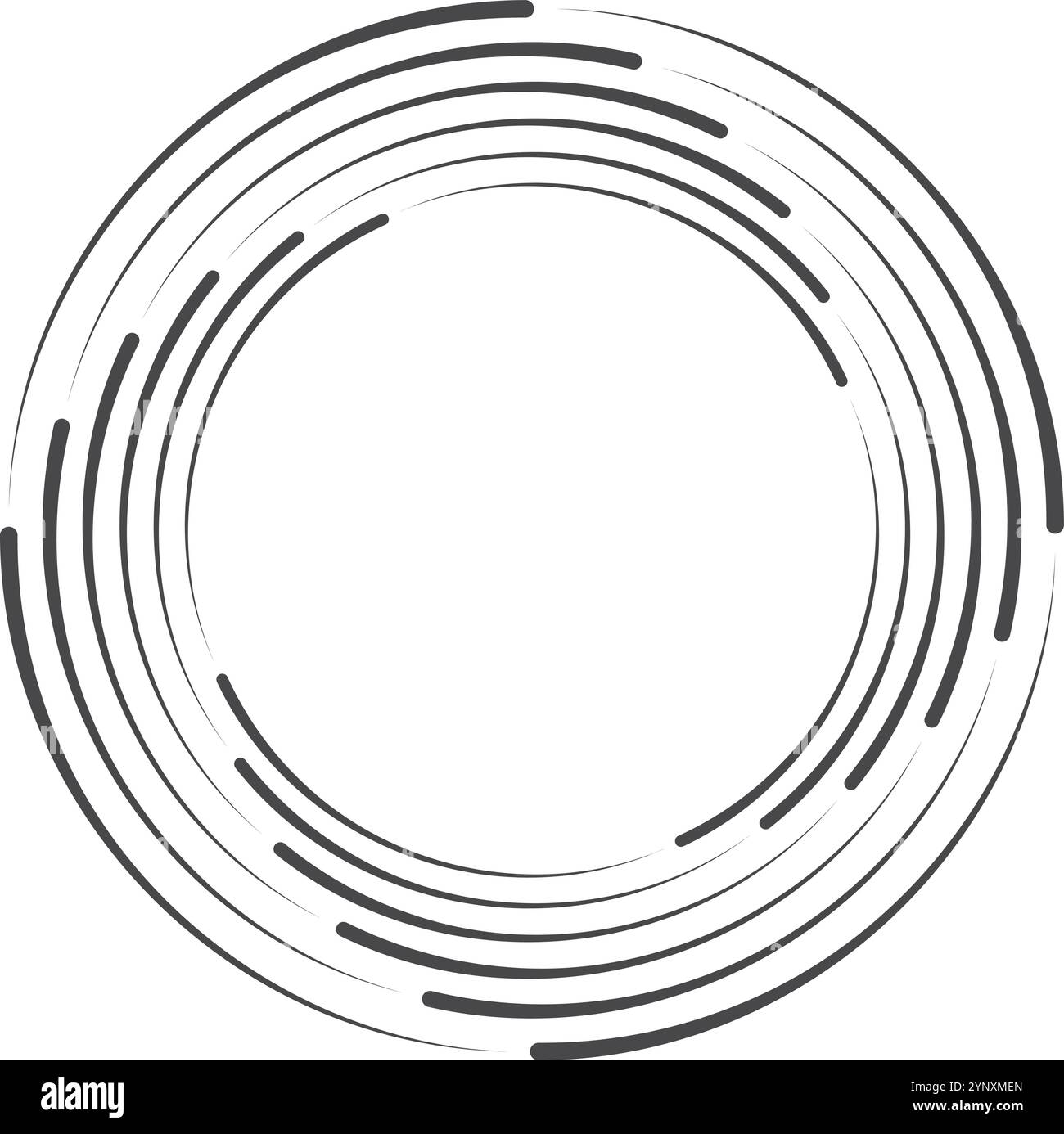 Cercle noir et blanc avec une série de lignes rayonnant vers l'extérieur Illustration de Vecteur