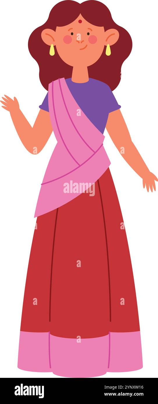mariée indienne portant une robe de mariée traditionnelle Illustration de Vecteur