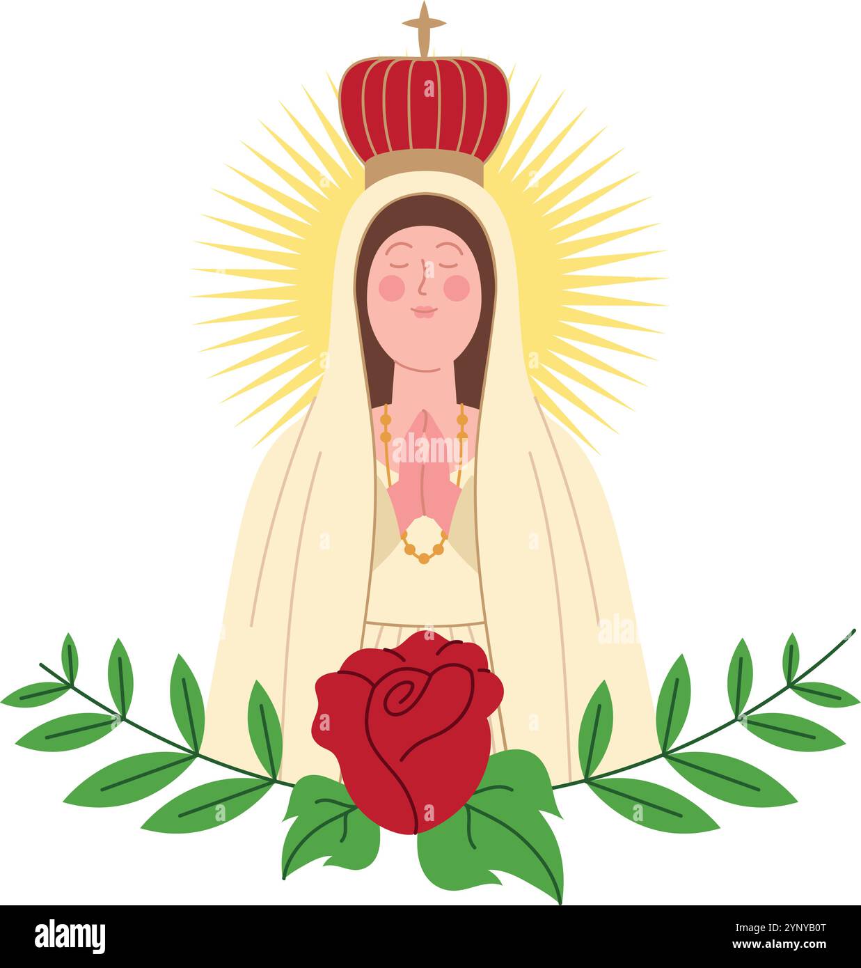 vierge de fatima avec fleur Illustration de Vecteur