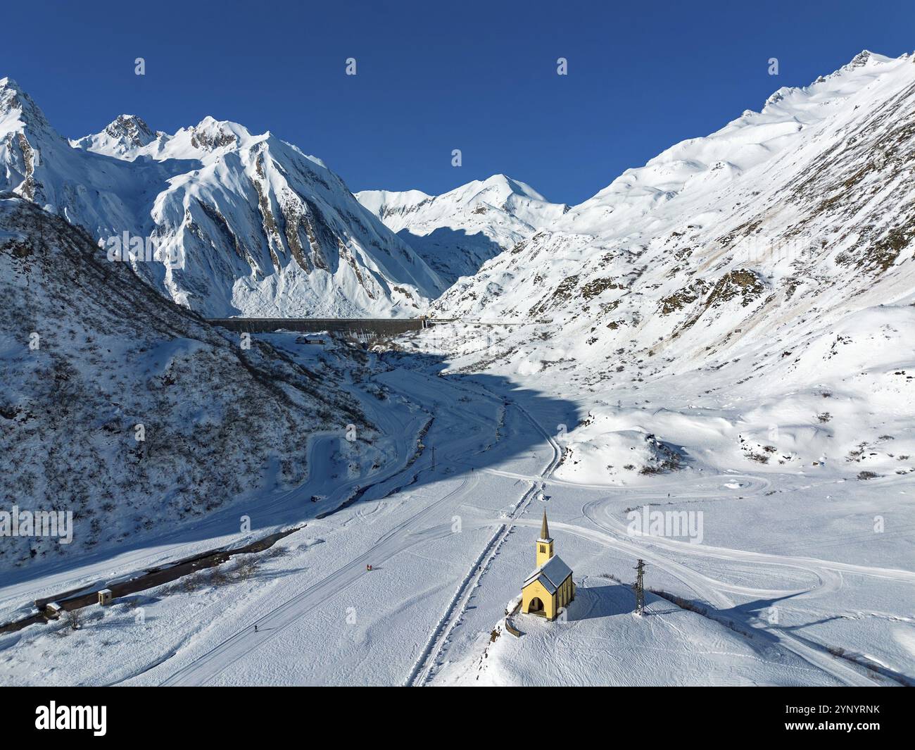 Paysage hivernal de la plaine de Riale dans la vallée de Formazza Banque D'Images