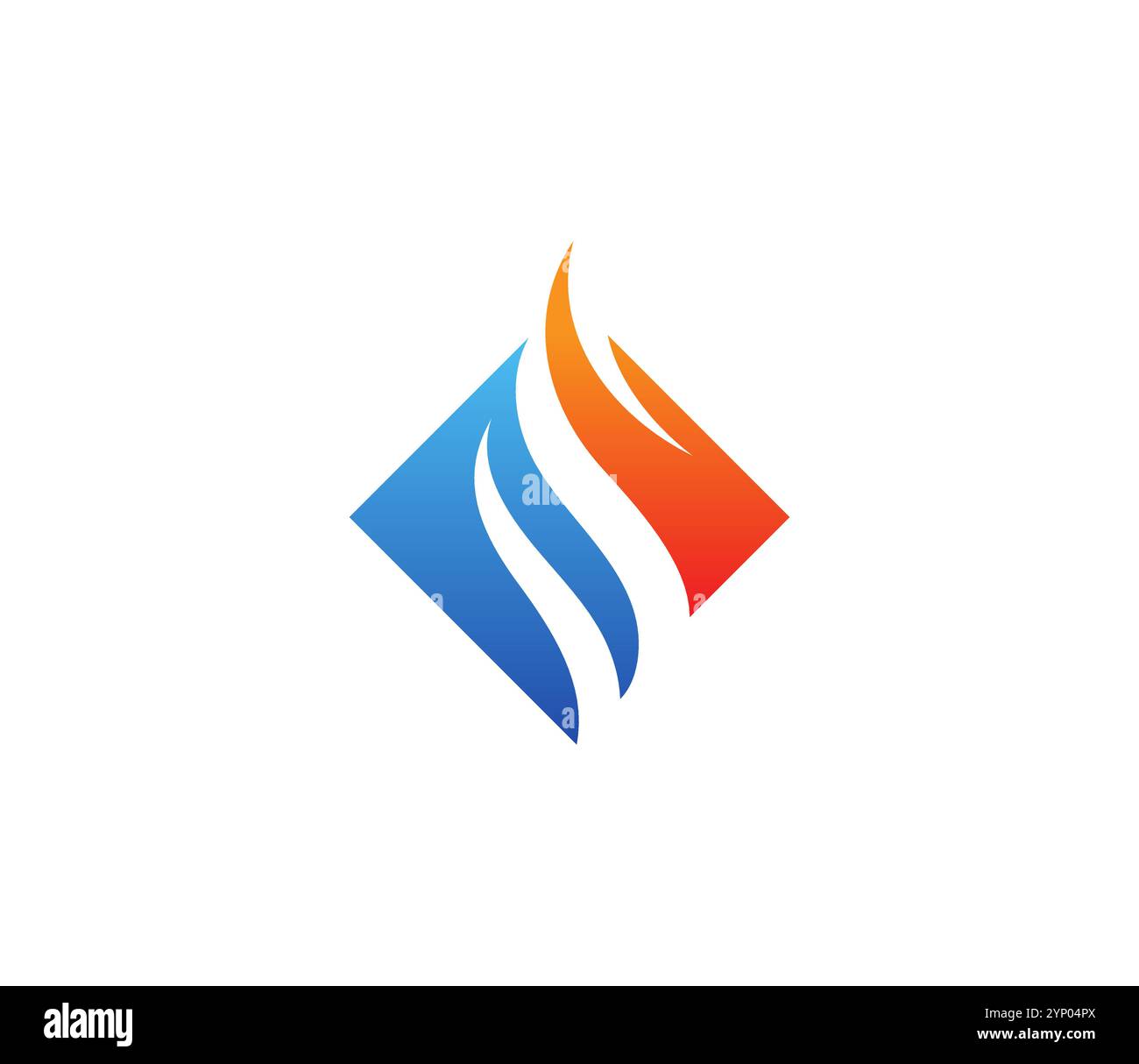 Modèle de logo HVAC dynamique avec un design abstrait de flamme et d'air. Parfait pour l'entreprise de chauffage et de refroidissement. Facilement évolutif et personnalisable. Illustration de Vecteur