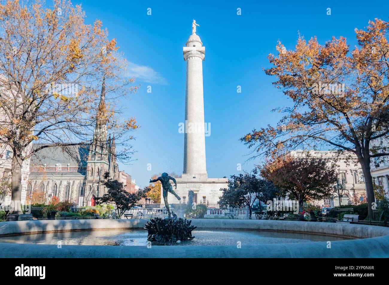 Une soirée d'automne à Mount Vernon, Baltimore MD USA Banque D'Images