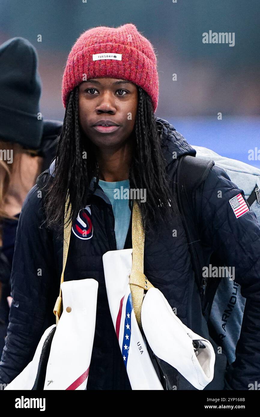 Pékin, Chine. 28 novembre 2024. PÉKIN, CHINE - NOVEMBRE 28 : Erin Jackson des États-Unis lors d'un entraînement avant la Coupe du monde de patinage de vitesse 2 de l'ISU au National Speed Skating Oval le 28 novembre 2024 à Pékin, Chine (photo par Andre Weening/Orange Pictures) crédit : Orange pics BV/Alamy Live News Banque D'Images