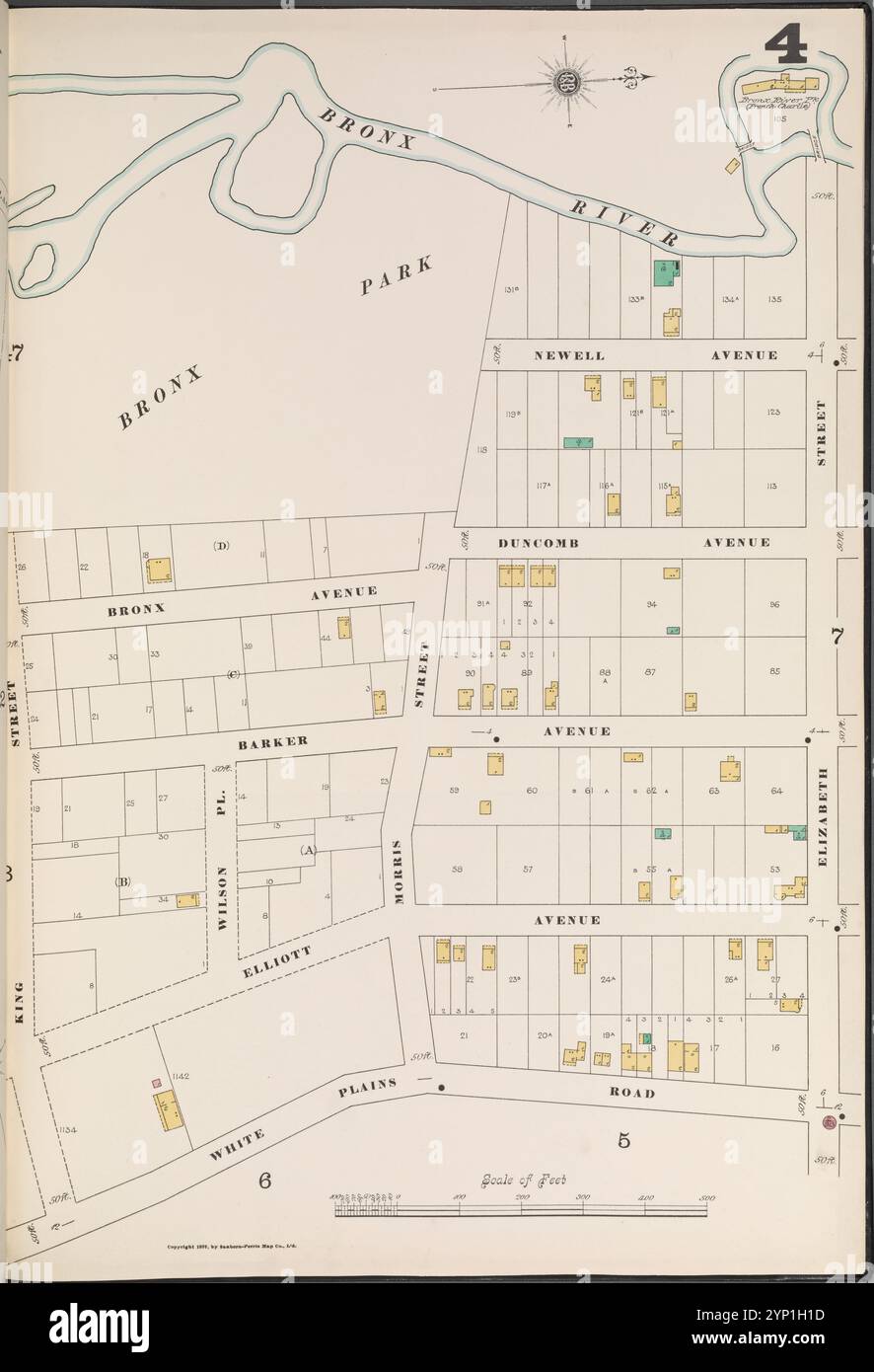 Bronx, V. B, plate No. 4 [Map Bounded by Bronx River, Elizabeth réunis, White Plains Rd., King réunis] 1897 Banque D'Images