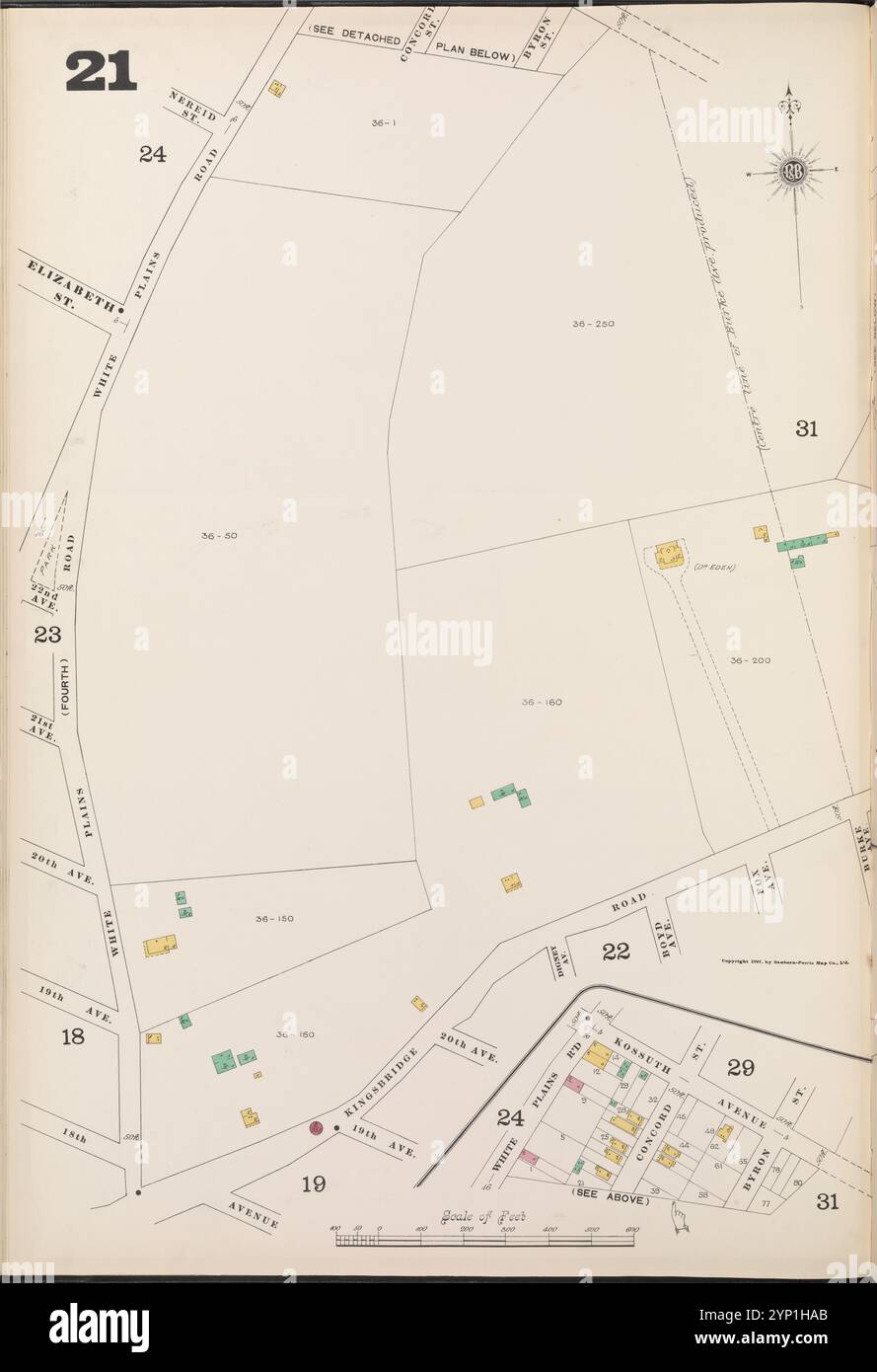 Bronx, V. B, plate No 21 [carte bornée par Kingsbridge Rd., White Plains Rd.] 1897 Banque D'Images