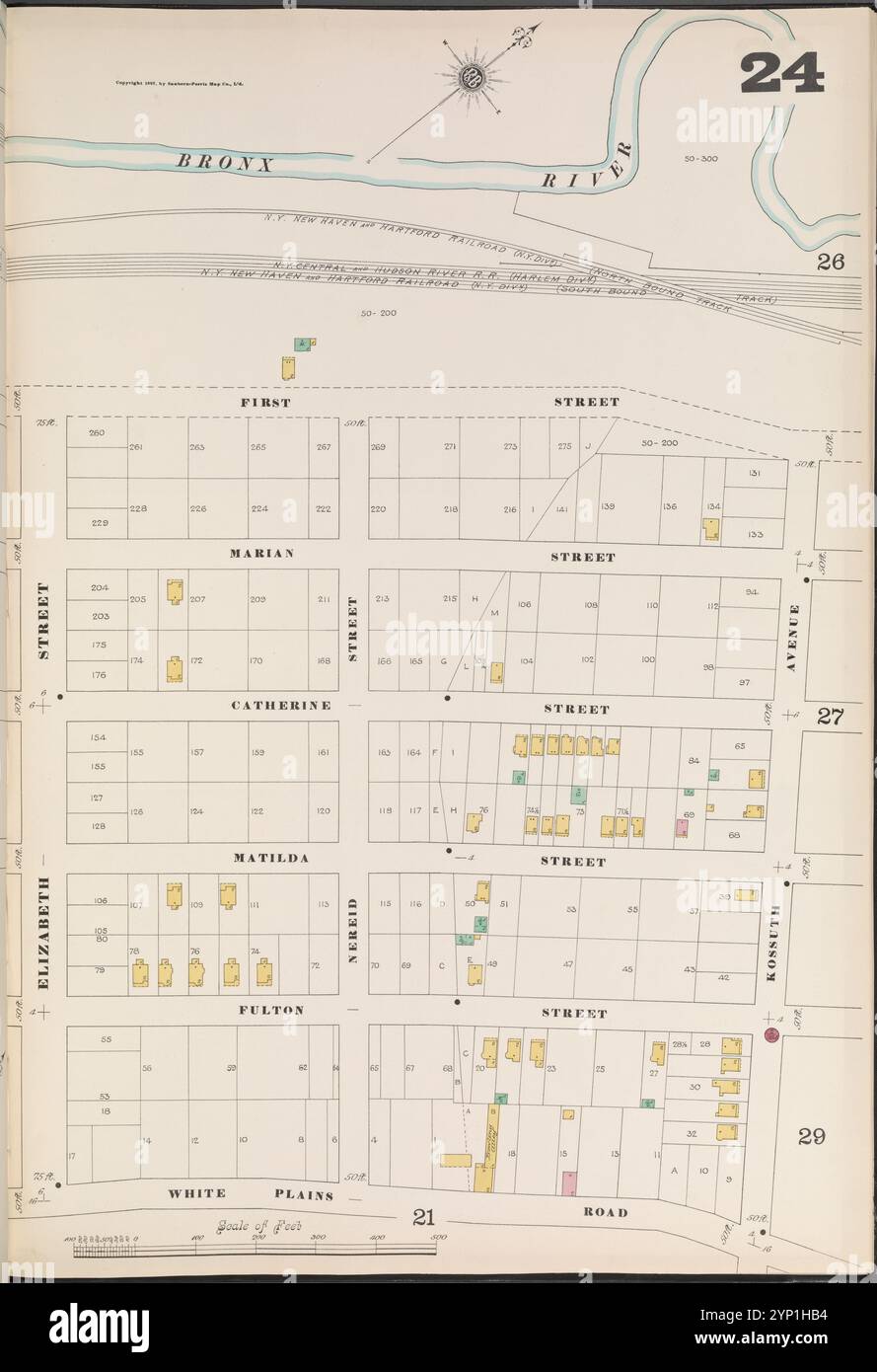 Bronx, V. B, plate No 24 [Map Bounded by Bronx River, Kossuth Ave., White Plains Rd, Elizabeth] 1897 Banque D'Images