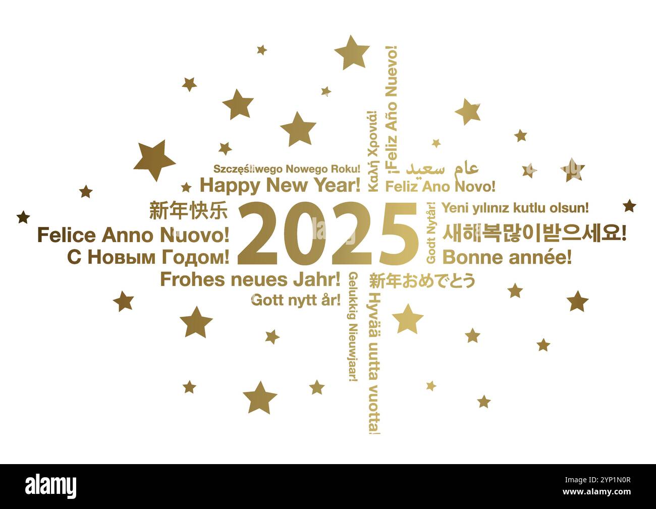 Bonne année 2025 dans différentes langues concept de carte de voeux nuage de mot, illustration vectorielle Illustration de Vecteur