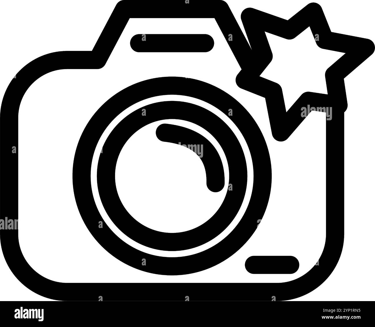 Appareil photo avec flash - icône de photographie et de vidéographie propre et moderne. Illustration de Vecteur