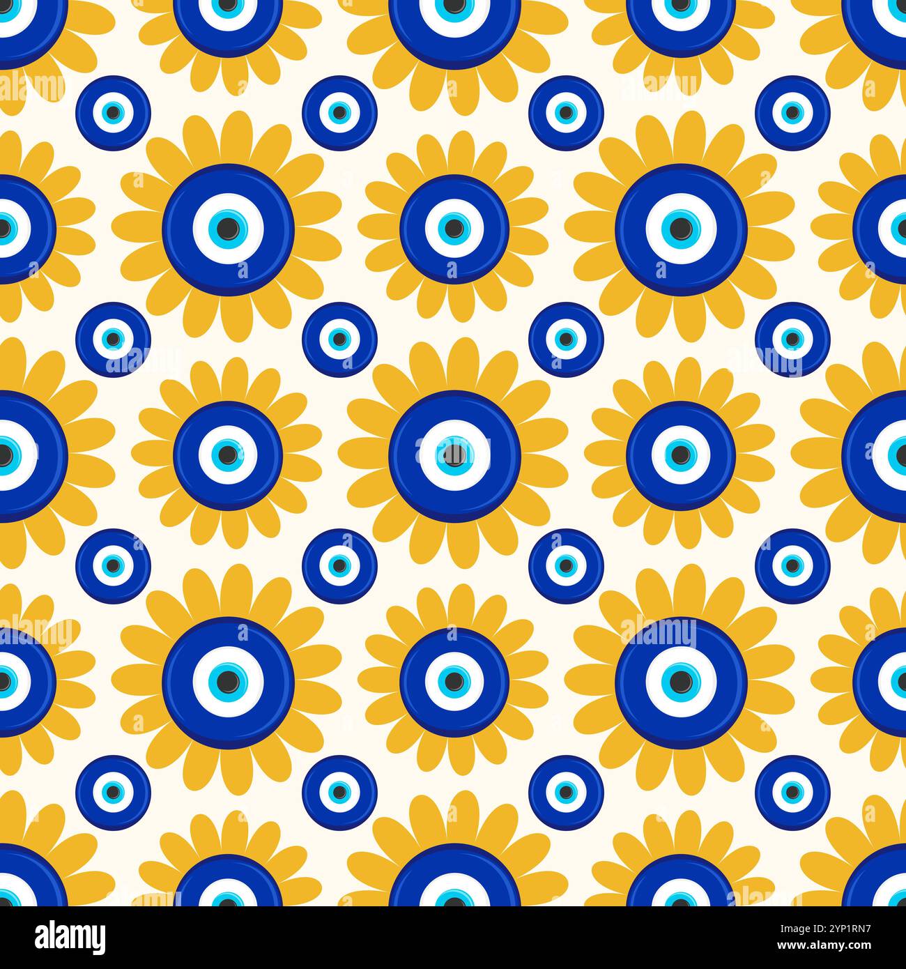 Mauvais oeil grec modèle sans couture. Fond de vecteur avec des perles bleues. nazar turc - symbole ethnique de l'énergie de protection et de la chance. Amulette mystique avec Illustration de Vecteur