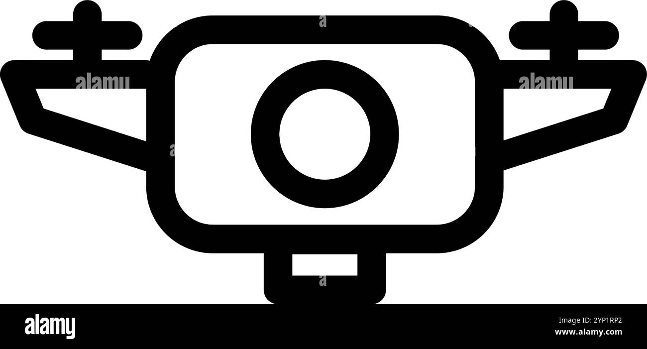 Drone vidéo avec un appareil photo - icône de photographie et de vidéographie propre et moderne. Illustration de Vecteur