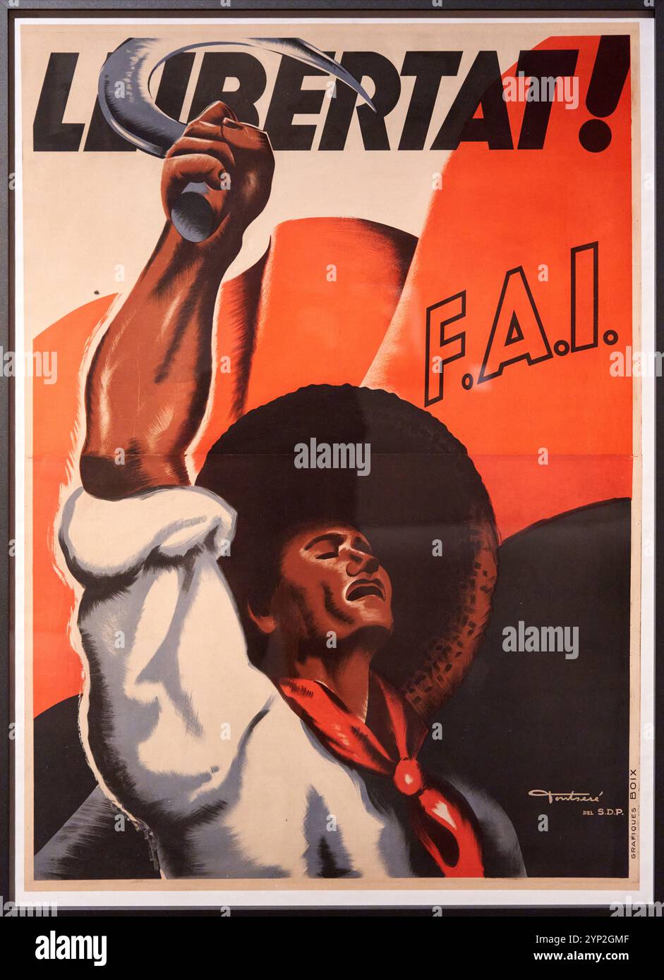 Llibertat!, F.A.I., 1936, lithographie couleur sur papier, Carles Fontserè (Barcelone, 1916 - Gérone, 2007), MNAC, Museu Nacional D'Art de Catalunya, Barcelone, Espagne. Banque D'Images