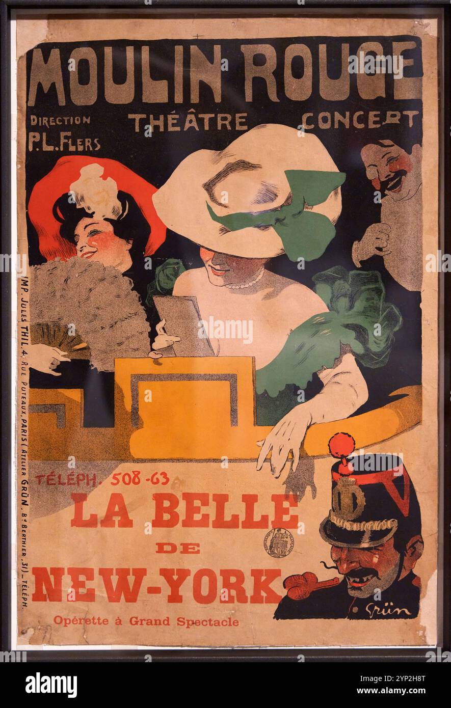 La belle de New-York, . 1895-1905,. Lithographie couleur sur papier, Jules Alexandre Grün (París, 1868-1934), MNAC, Museu Nacional D'Art de Catalunya, Barcelone, Espagne. Banque D'Images