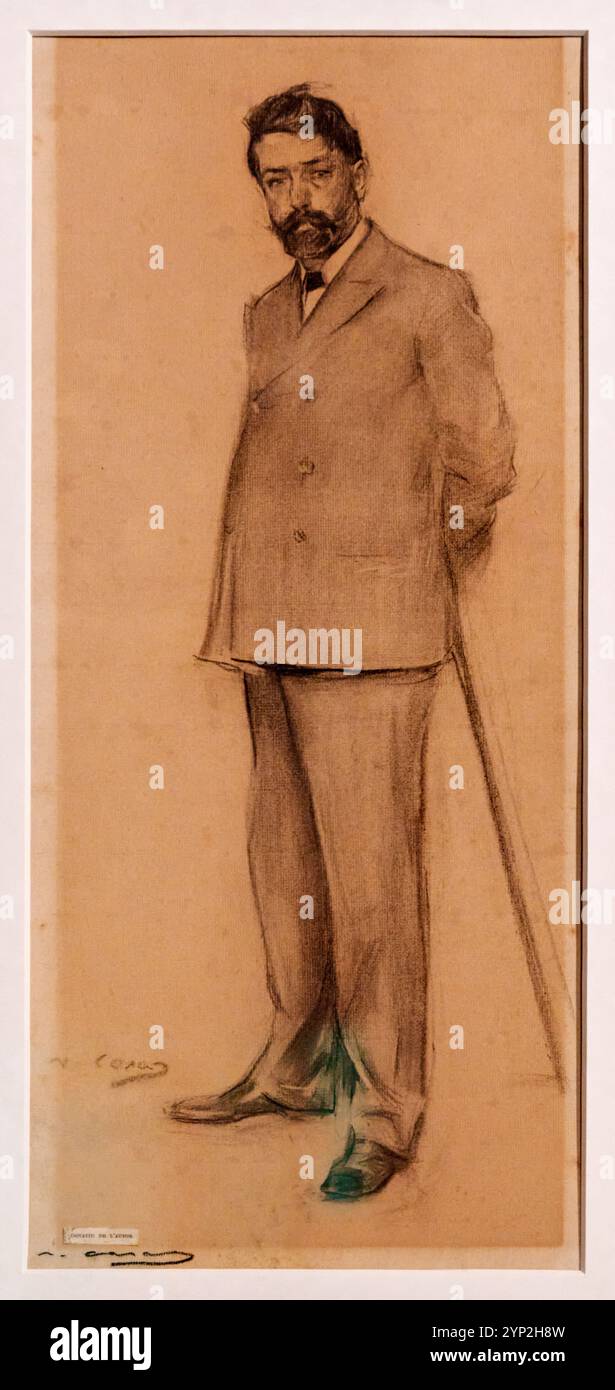 Portrait de Lluís Graner, charbon de bois sur papier, v. 1897-1899, Ramon Casas (Barcelone, 1866-1932), MNAC, Museu Nacional D'Art de Catalunya, Barcelone, Espagne. Banque D'Images