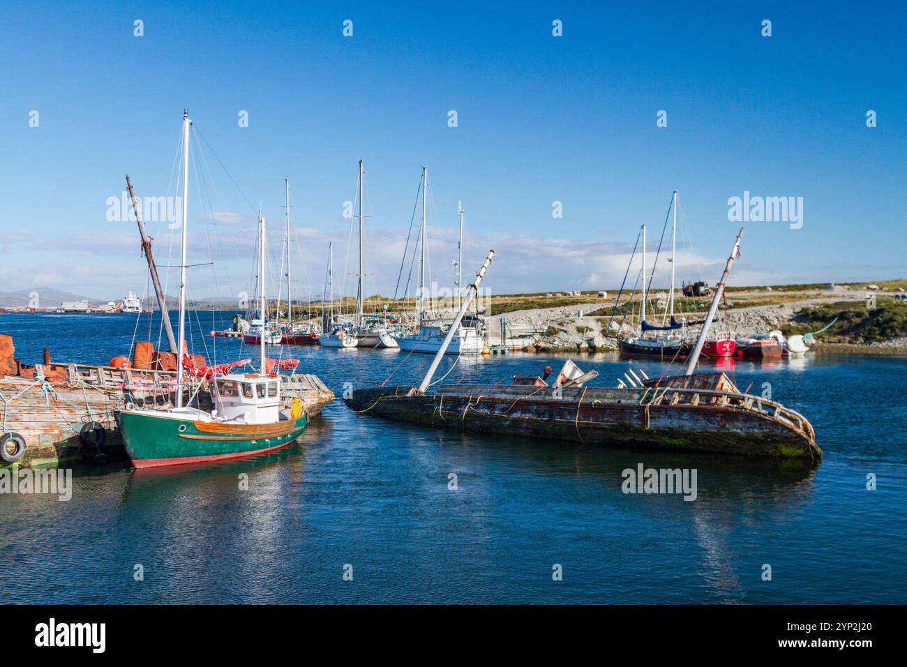 Vue sur la région juste à l'extérieur de Stanley, la capitale et la seule vraie ville (avec une cathédrale) dans les îles Falkland, en Amérique du Sud Banque D'Images Vue sur la région juste à l'extérieur de Stanley, la capitale et la seule vraie ville (avec une cathédrale) dans les îles Falkland, en Amérique du Sud Banque D'Images