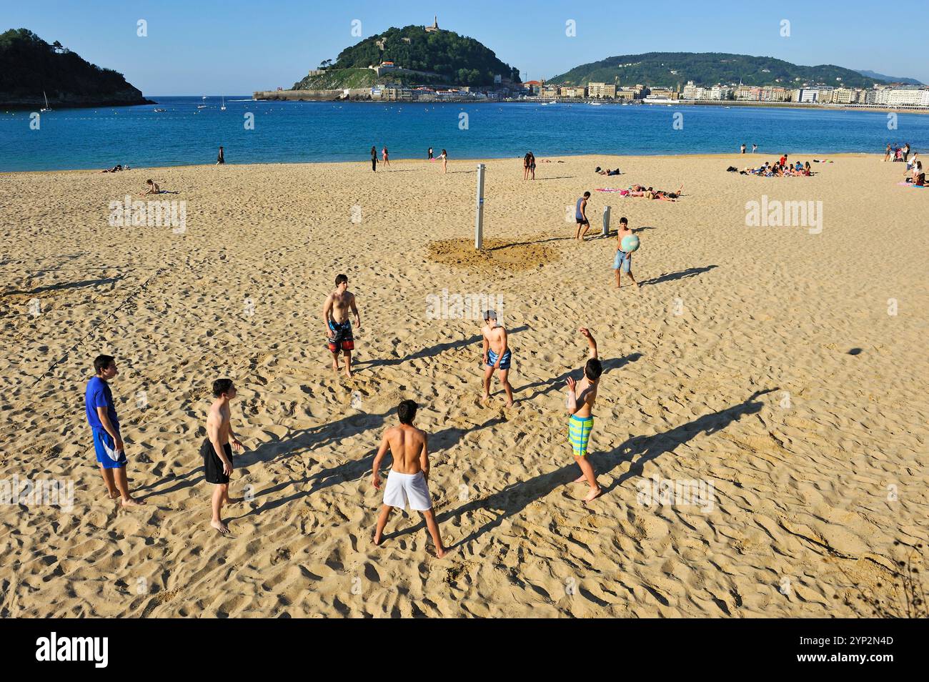 Plage d'Ondarreta, baie de la Concha, Saint-Sébastien, golfe de Gascogne, province de Gipuzkoa, pays Basque, Espagne, Europe Banque D'Images